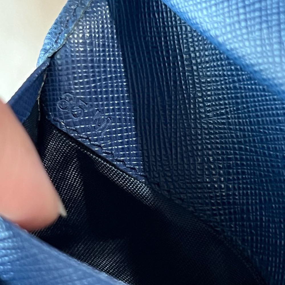 Prada Navy Blue Saffiano Leather Card Wallet with Gold Hardware - Picture 6 of 10